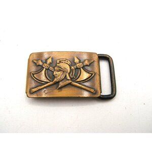 Brass Belt Buckle Viking Roman Gladiator Knight Medieval Battle Axe Small 1.5x1"